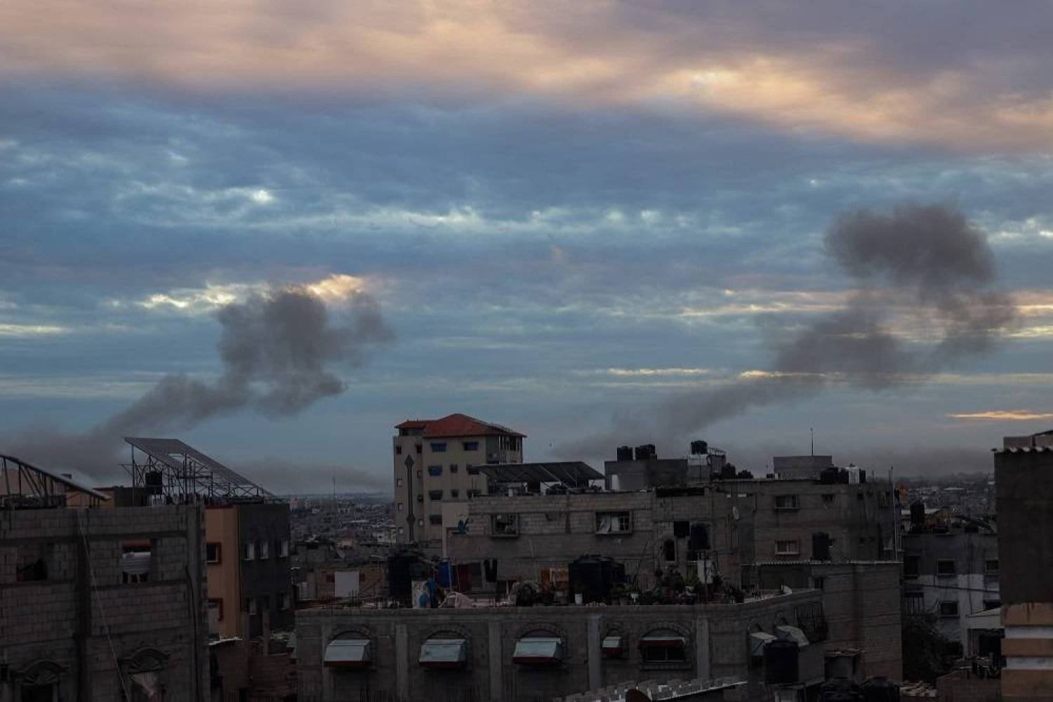 Smoke billows during Israeli bombardment over Rafah in the southern Gaza Strip on February 13, 2024 amid the ongoing conflict between Israel and the Palestinian Hamas militant group. (AFP)
