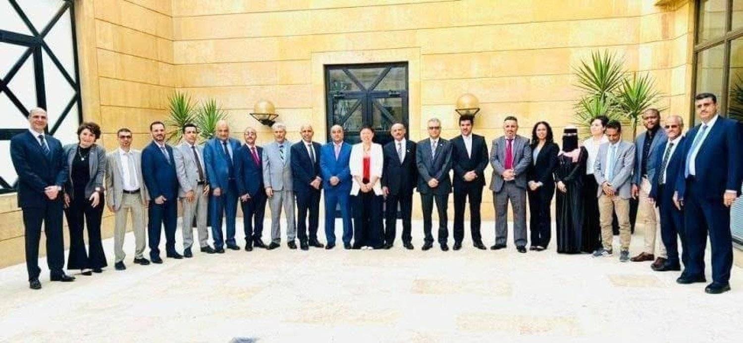 IMF representatives and Yemeni officials at the conclusion of their meetings in Amman
